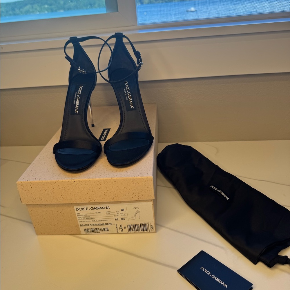 Dolce & Gabbana Black Stiletto Heels with Ankle Strap - Picture 12 of 12